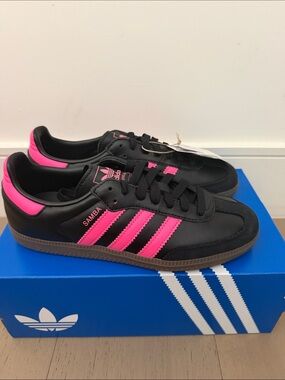 adidas Samba Sneakers - Black with Pink Accents